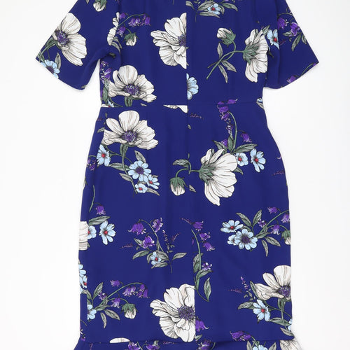 Phase Eight Women Blue Floral Sheath Dress Size 14