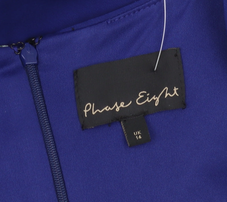 Phase Eight Women Blue Floral Sheath Dress Size 14