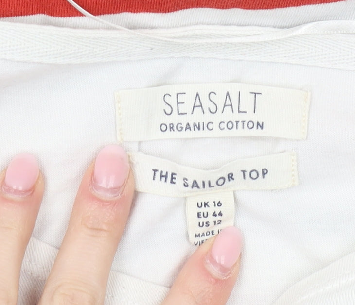 Seasalt Women's Multicolour Striped T-Shirt 3/4 Sleeve