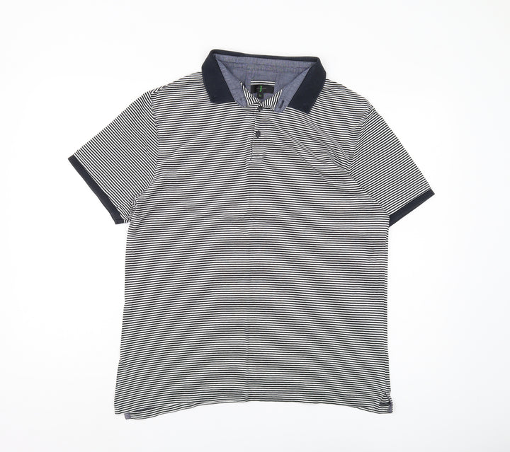Jasper Conran Men's M Black Striped Polo Shirt