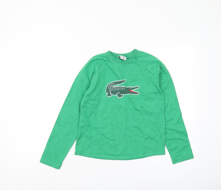 Lacoste Boys Green Long Sleeve T-Shirt, Size 10 Years