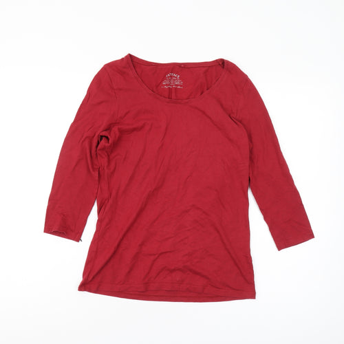 FatFace Women Red 3/4 Sleeve Scoop Neck T-Shirt Size 8