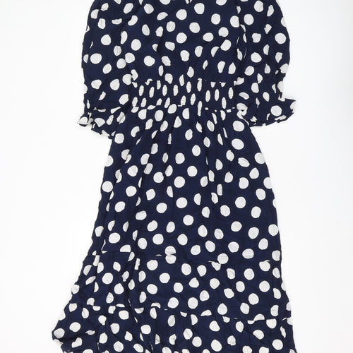 Marks and Spencer Women Blue Polka Dot Midi Dress S