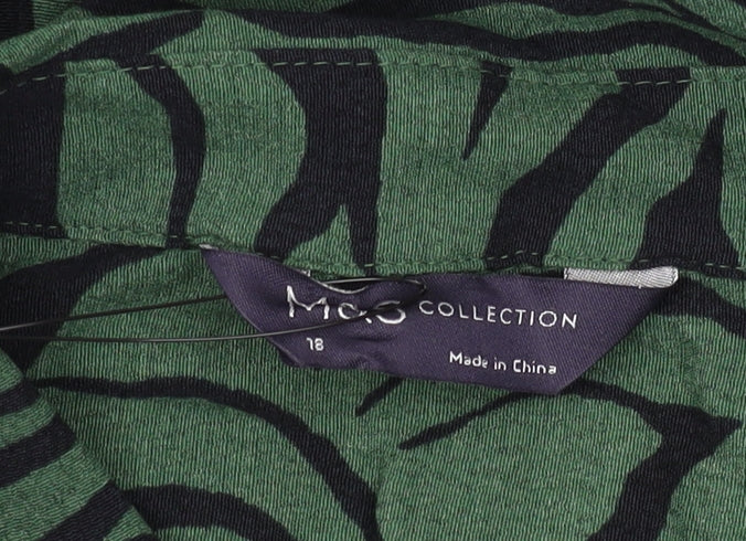 Marks and Spencer Green Animal Print Shirt Dress Size 18