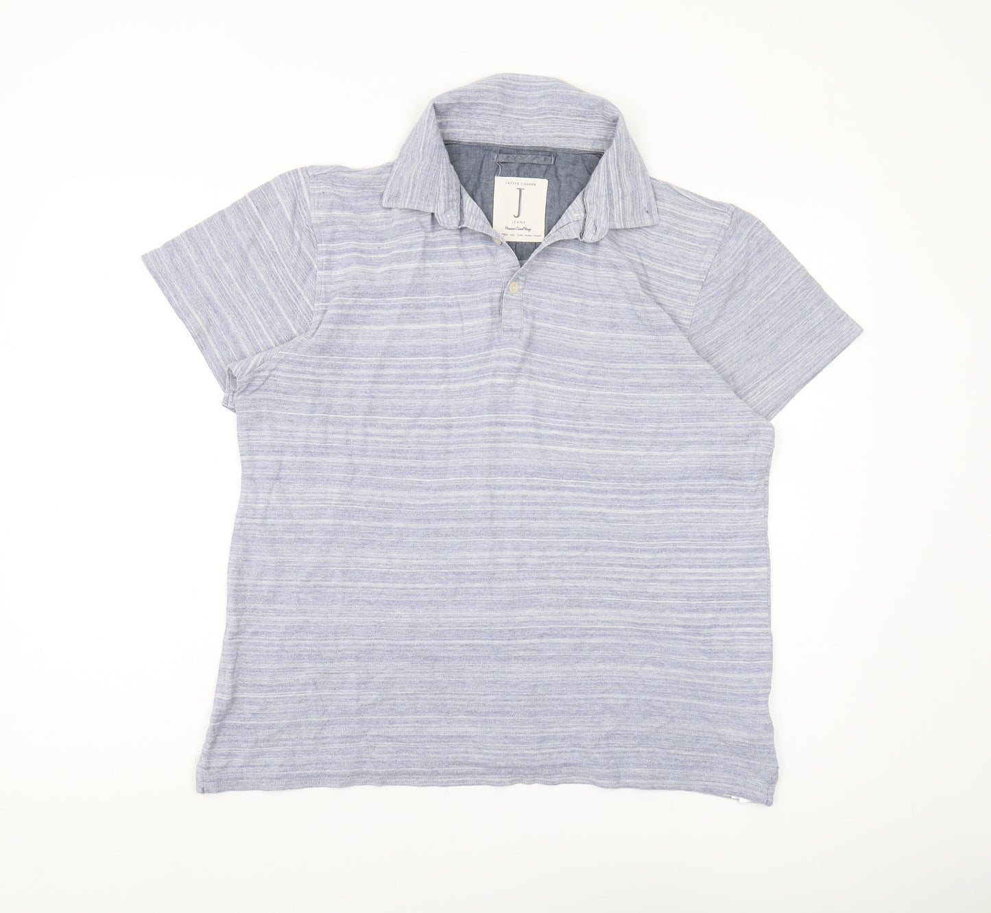 Jasper Conran Men's Blue Striped Polo Shirt S