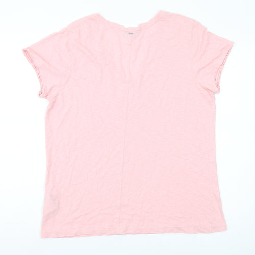 Superdry Women's Pink V-Neck T-Shirt, Size 14, Casual Style