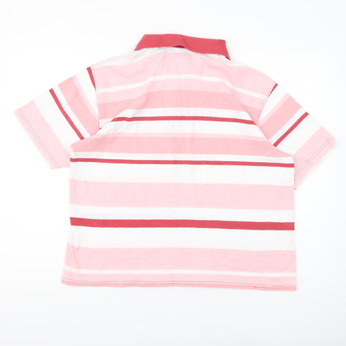 Cotton Traders Pink Striped Polo for Unisex Adults