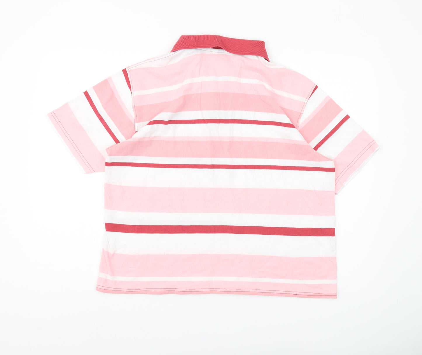 Cotton Traders Pink Striped Polo for Unisex Adults
