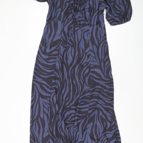 Great Plains Women's Blue Zebra Print Midi Dress