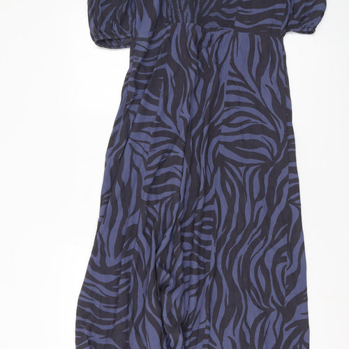 Great Plains Women's Blue Zebra Print Midi Dress