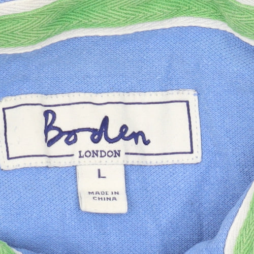 Boden Men's Blue Short Sleeve Polo Shirt L