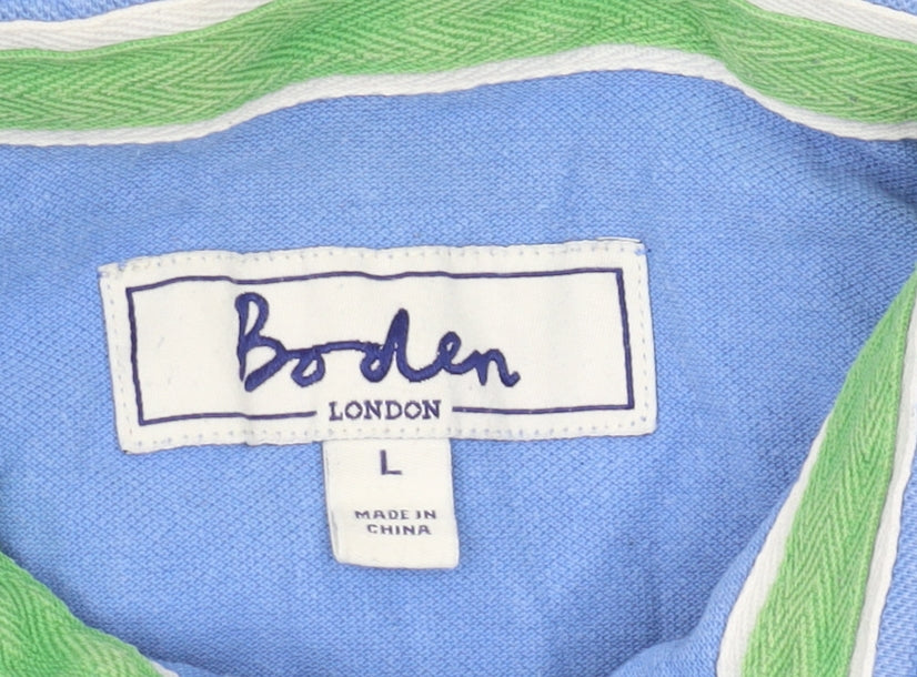 Boden Men's Blue Short Sleeve Polo Shirt L