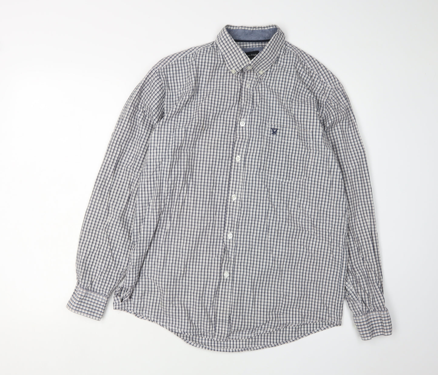 James Pringle Men's Blue Check Long Sleeve Shirt M