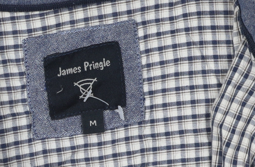 James Pringle Men's Blue Check Long Sleeve Shirt M
