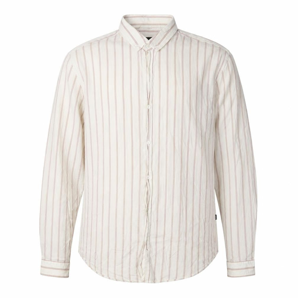 Front view of Hugo Boss Men's White 2XL Slim Fit Striped Shirt