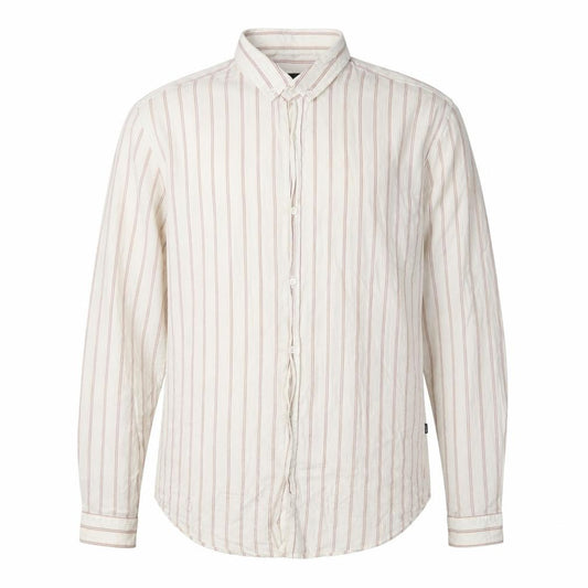 Front view of Hugo Boss Men's White 2XL Slim Fit Striped Shirt