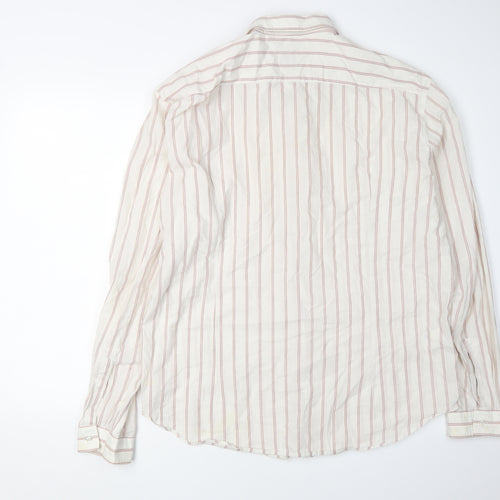 Hugo Boss Men's White 2XL Slim Fit Striped Shirt