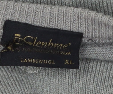 Glenbrae Men's Grey Wool Pullover XL Jumper