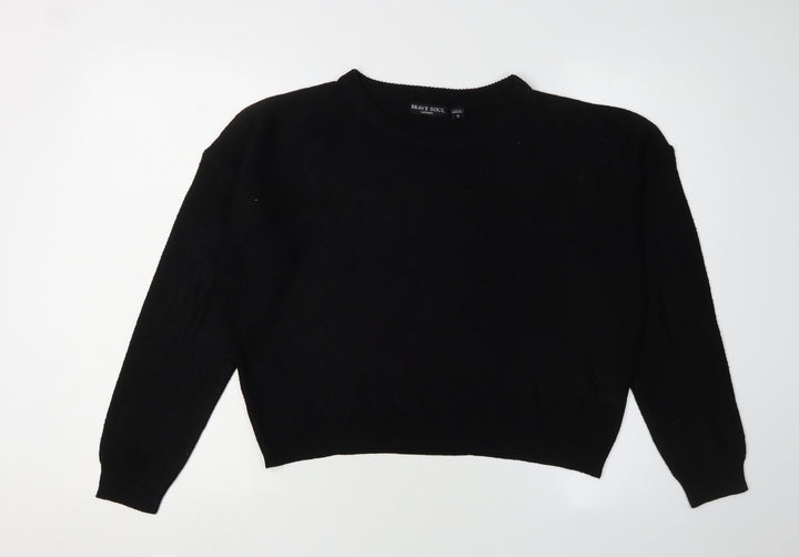 Brave Soul Women's Black Pullover Jumper, Size S