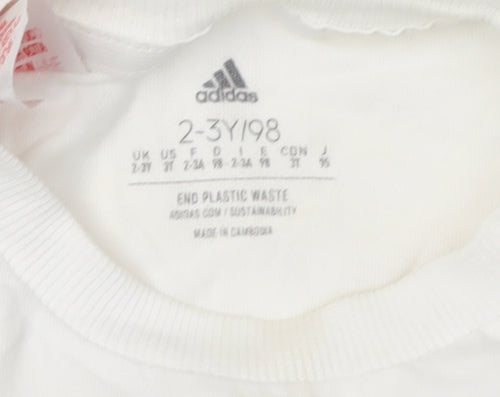 Adidas Boys White T-Shirt, Age 2-3 Years, Casual Pullover