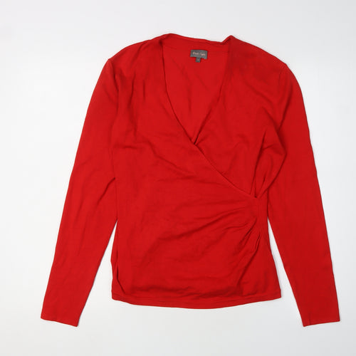 Phase Eight Red Wrap V-Neck Jumper Size 14 for Women
