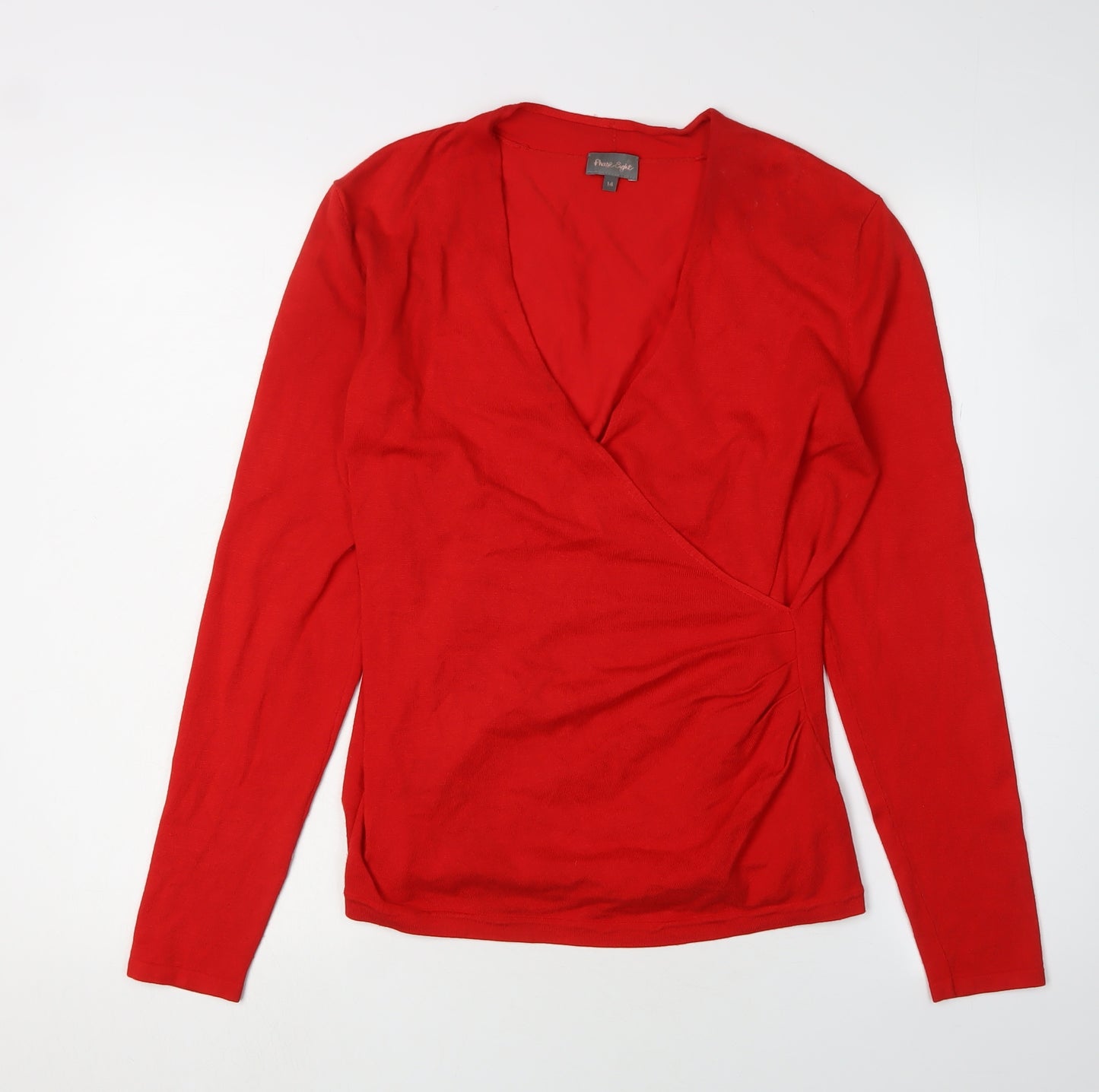 Phase Eight Red Wrap V-Neck Jumper Size 14 for Women