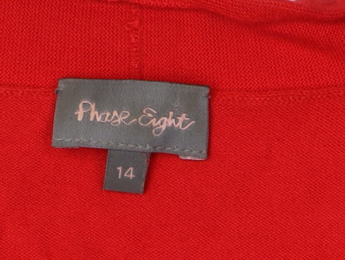 Phase Eight Red Wrap V-Neck Jumper Size 14 for Women