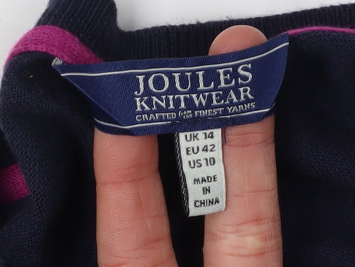 Joules Women's Blue Cotton Cardigan, Size 14