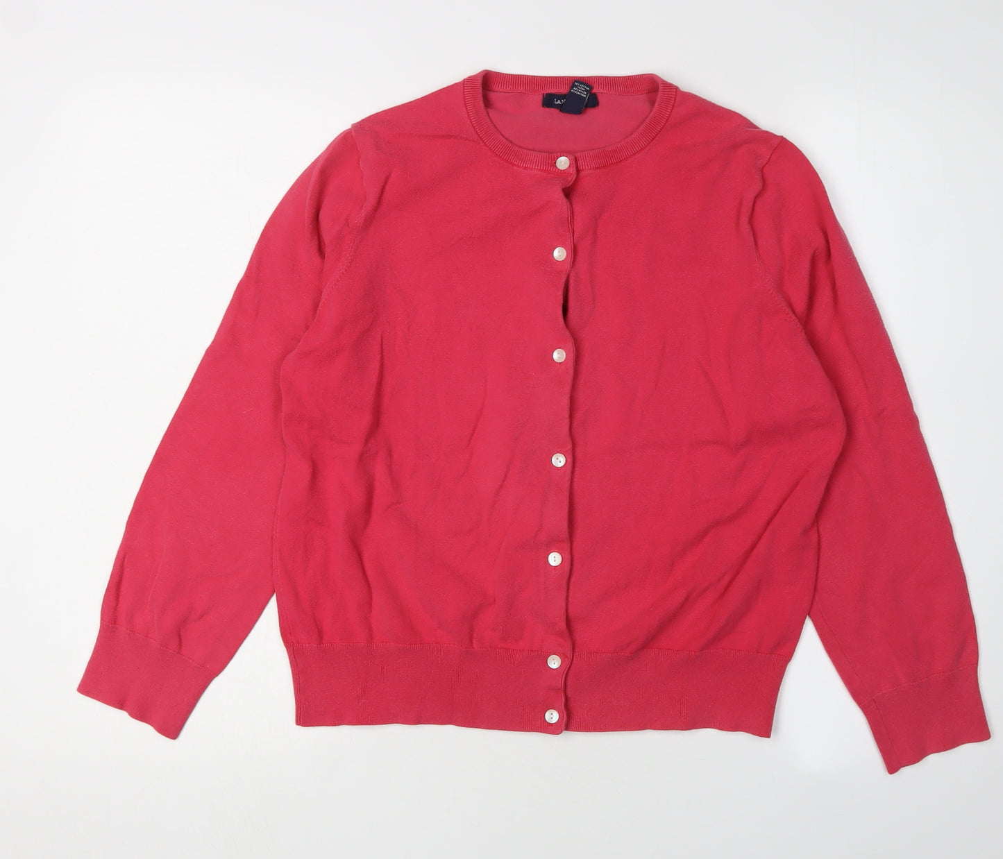 Lands' End Women's Red Cardigan L Petite Knit