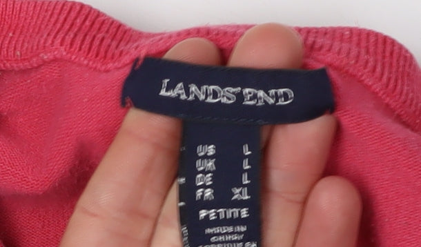 Lands' End Women's Red Cardigan L Petite Knit