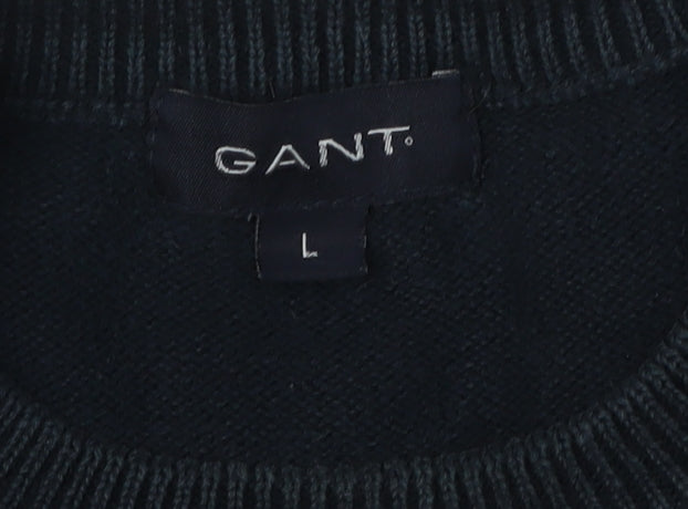 GANT Men's Black Cotton Pullover Jumper Size L