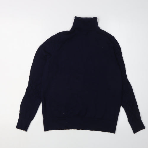 Marks and Spencer Women's Navy Roll Neck Jumper Size 12