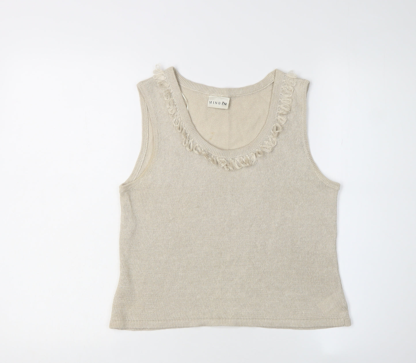 Minuet Women's Beige Knit Linen Tank Top Size 14