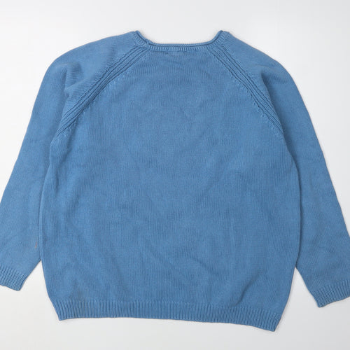 Isle Essentials Women's Blue Cotton Pullover Jumper L