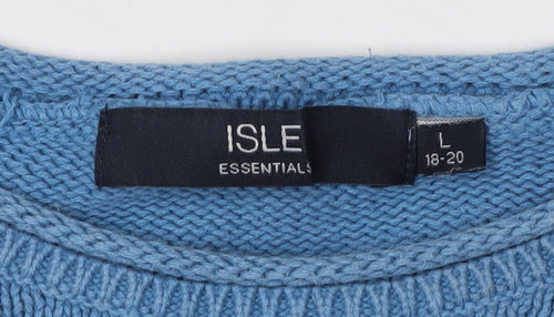 Isle Essentials Women's Blue Cotton Pullover Jumper L