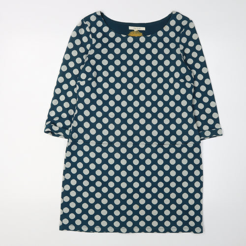 White Stuff Women's Blue Polka Dot Shift Dress, Size 8