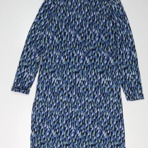 White Stuff Women's Blue Geometric Shirt Dress UK 12