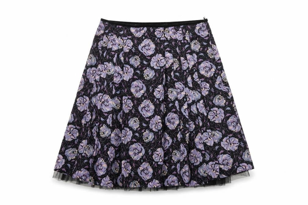 Front view of Whistles Women's Multicoloured Silk Floral Skirt, size 12