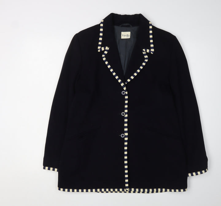 Viyella Women's Black Blazer UK 10 Wool Cashmere Petite