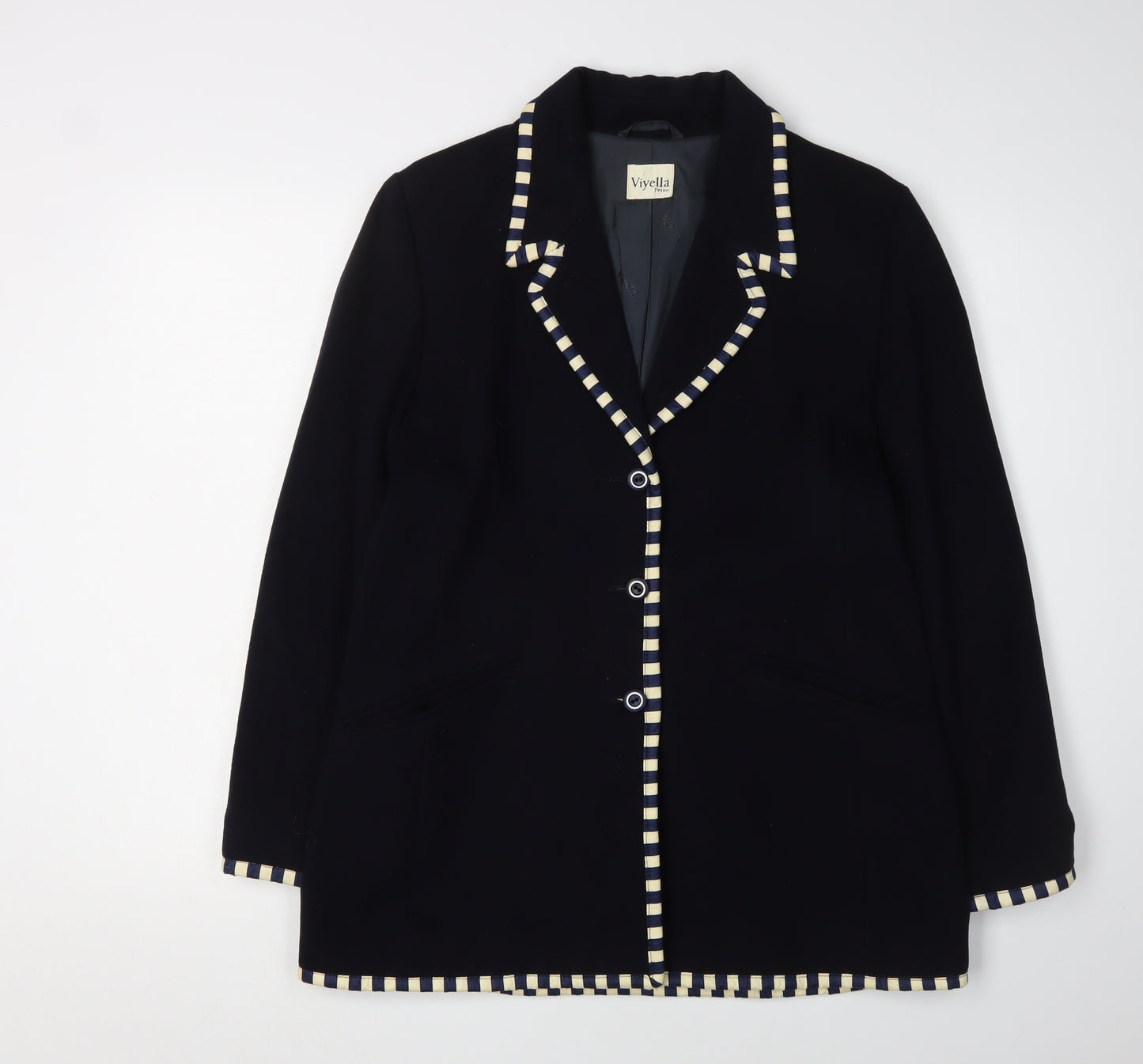 Viyella Women's Black Blazer UK 10 Wool Cashmere Petite