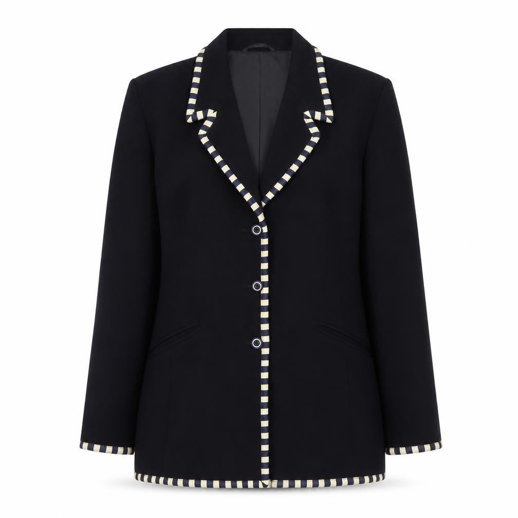 Front view of Viyella Women's Black Blazer UK 10 Wool Cashmere Petite