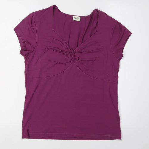 Viyella Women's Purple V-Neck T-Shirt Medium