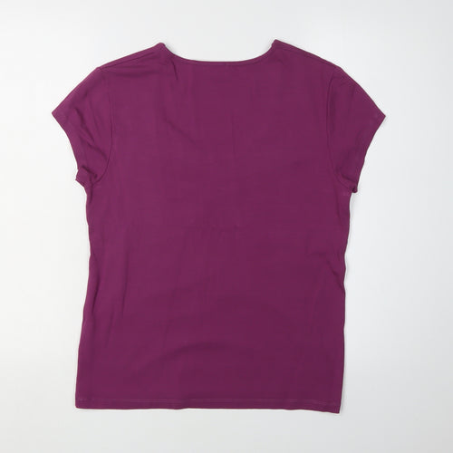 Viyella Women's Purple V-Neck T-Shirt Medium