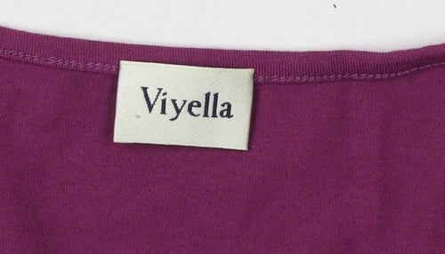 Viyella Women's Purple V-Neck T-Shirt Medium