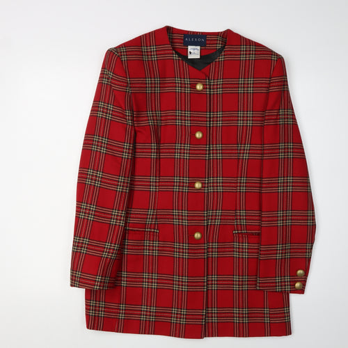 Alexon Red Plaid Women's Blazer, Size 8, Wool, Vintage