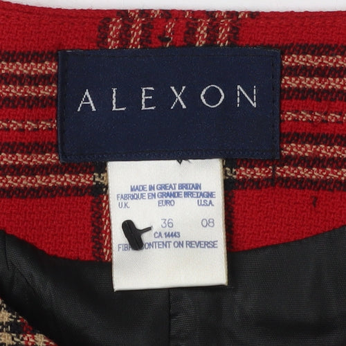 Alexon Red Plaid Women's Blazer, Size 8, Wool, Vintage