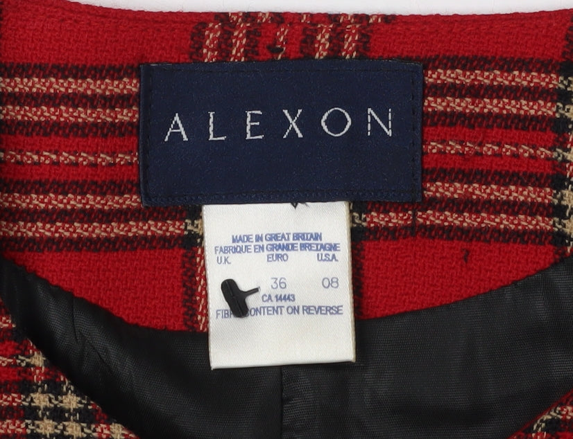 Alexon Red Plaid Women's Blazer, Size 8, Wool, Vintage
