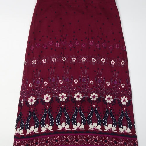 White Stuff Women’s Red Floral Midi Skirt Size 6