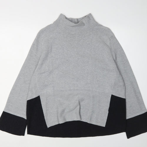 Jasper Conran Women Grey Mock Neck Pullover Jumper - Size 14