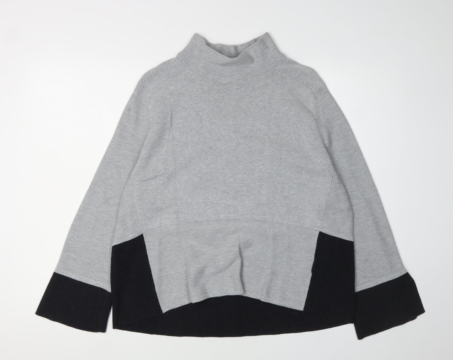 Jasper Conran Women Grey Mock Neck Pullover Jumper - Size 14
